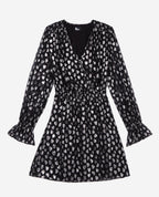 The Kooples - Vestido Corto con Pequeños Corazones Mangas Largas Cintura Elástica