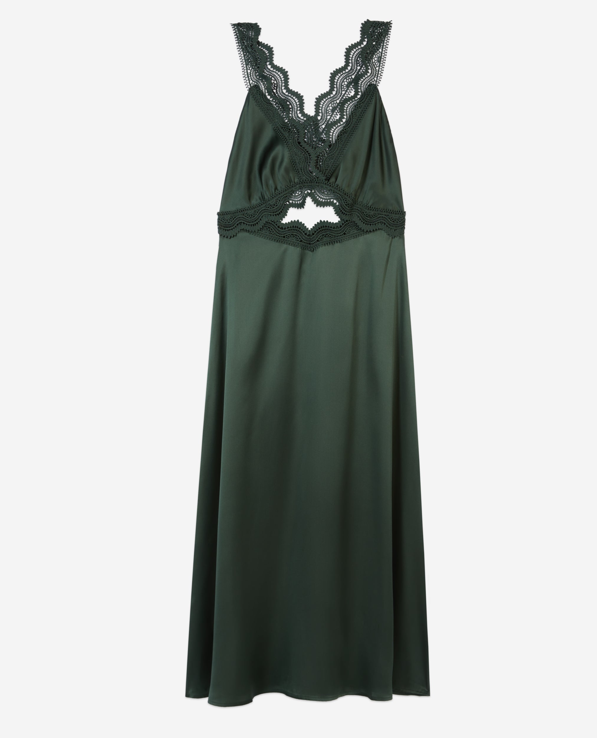 The Kooples - Vestido Largo En Seda Con Guipur