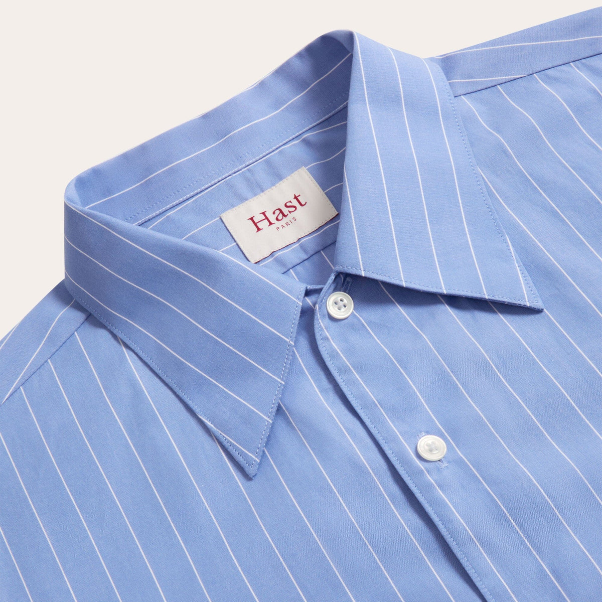 Chemise En Popeline Bleue À Fines Rayures Blanches