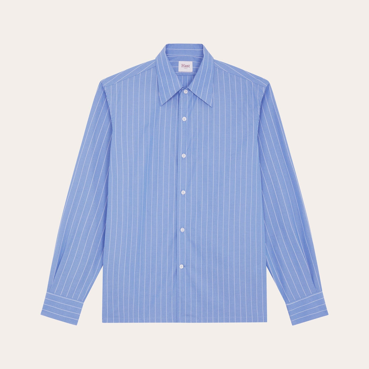 Chemise En Popeline Bleue À Fines Rayures Blanches