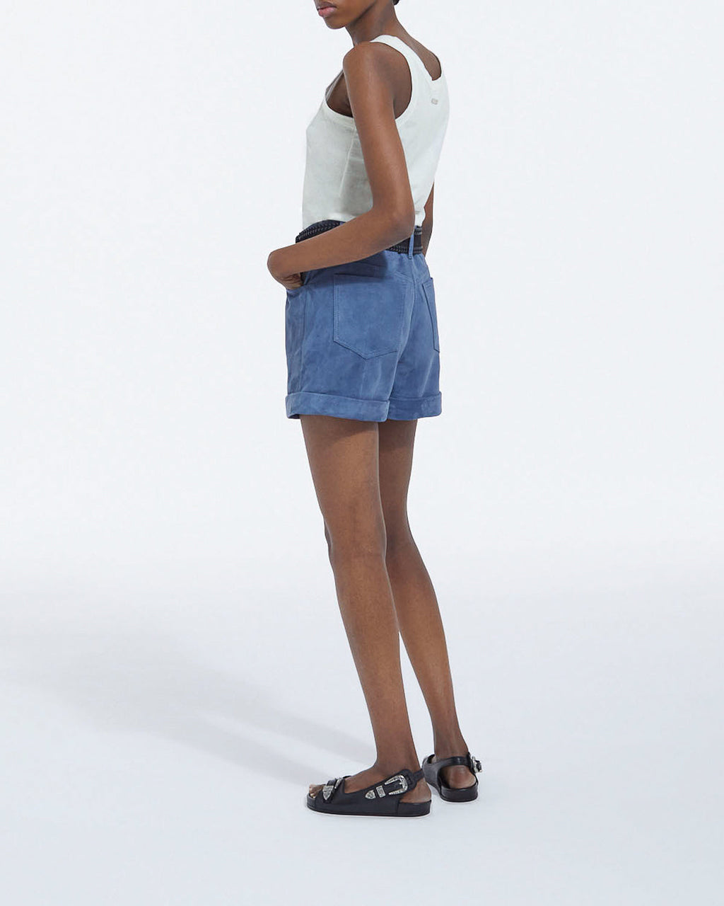 The Kooples - Straight Suede Shorts - Blue - Women