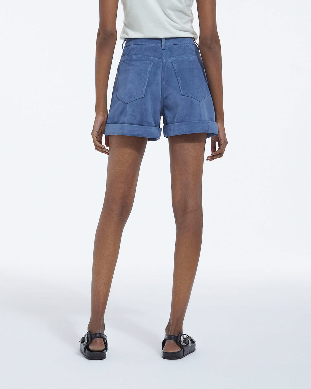 The Kooples - Straight Suede Shorts - Blue - Women
