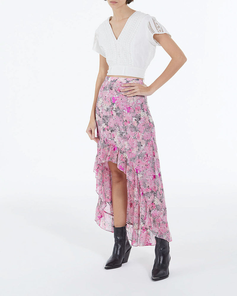 Top ajustado de algodón blanco de manga corta - Mujer