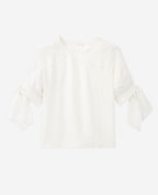 The Kooples - Top Blanco Seda Mangas Tres Cuartos con Galón - Mujer