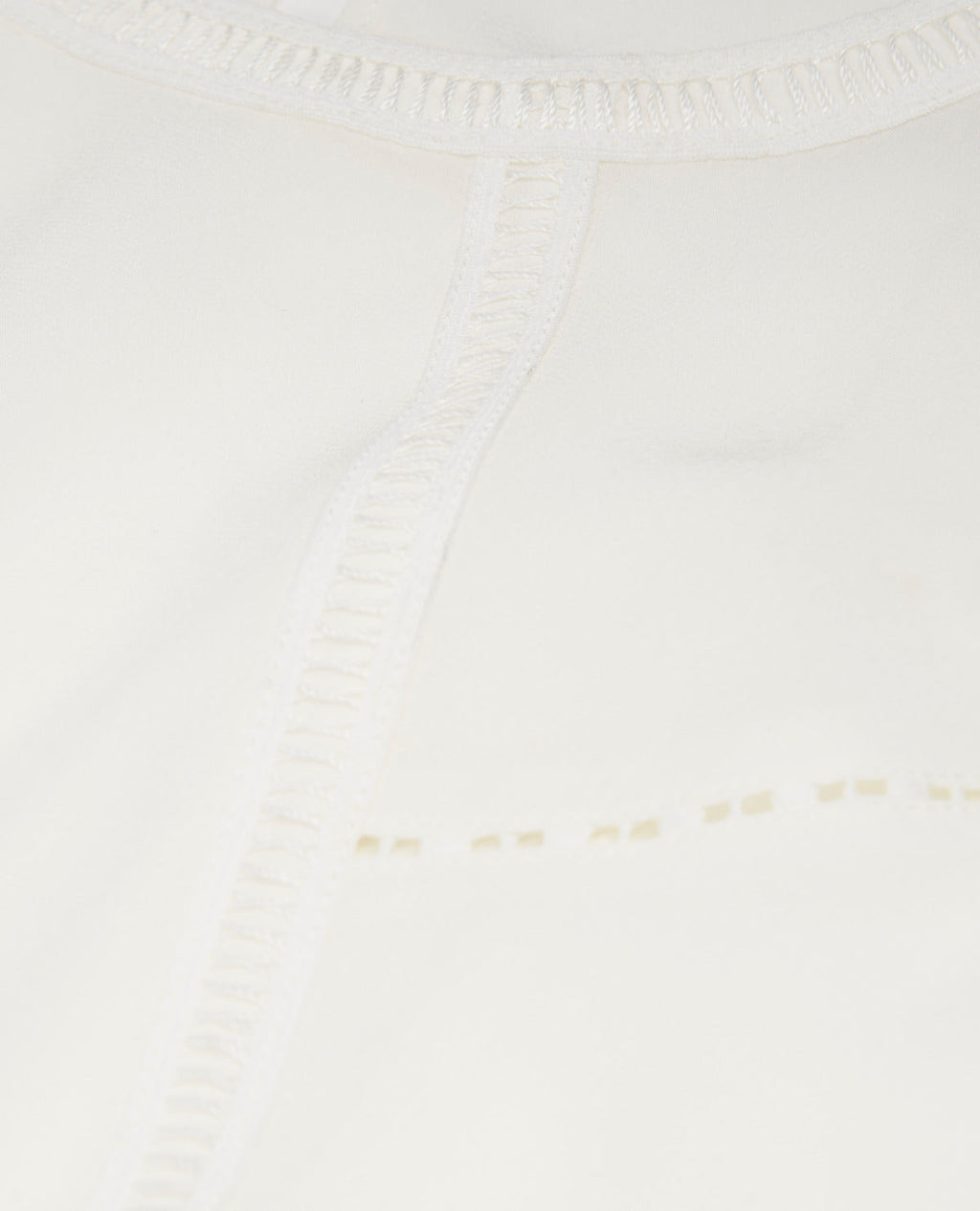 The Kooples - Top Blanco Seda Mangas Tres Cuartos con Galón - Mujer