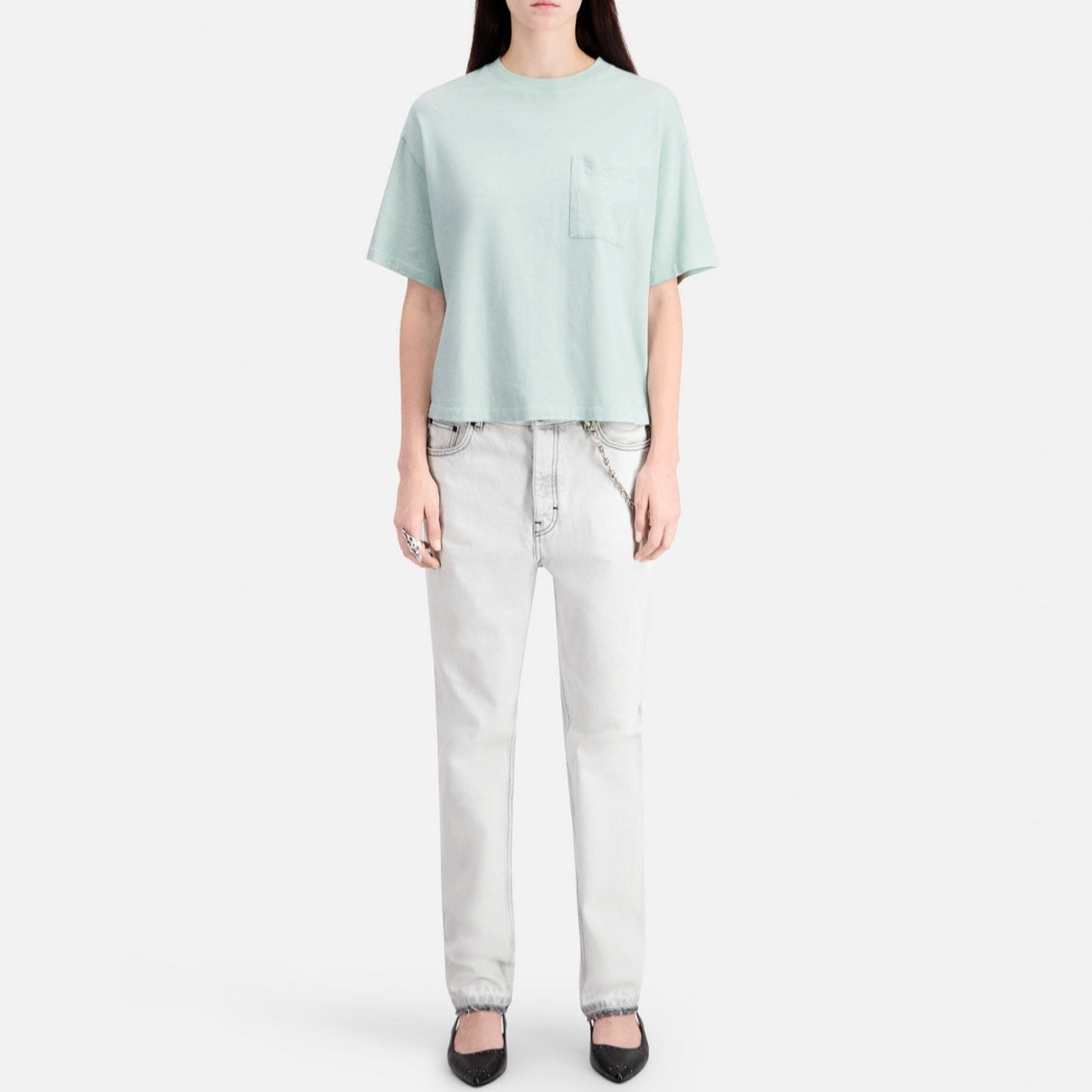 The Kooples - Camiseta Cropped con Bolsillo en el Pecho - Mujer
