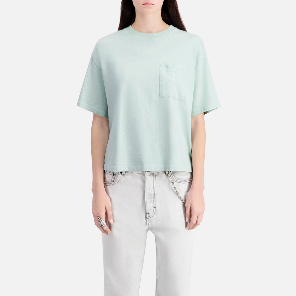 The Kooples - Camiseta Cropped con Bolsillo en el Pecho - Mujer