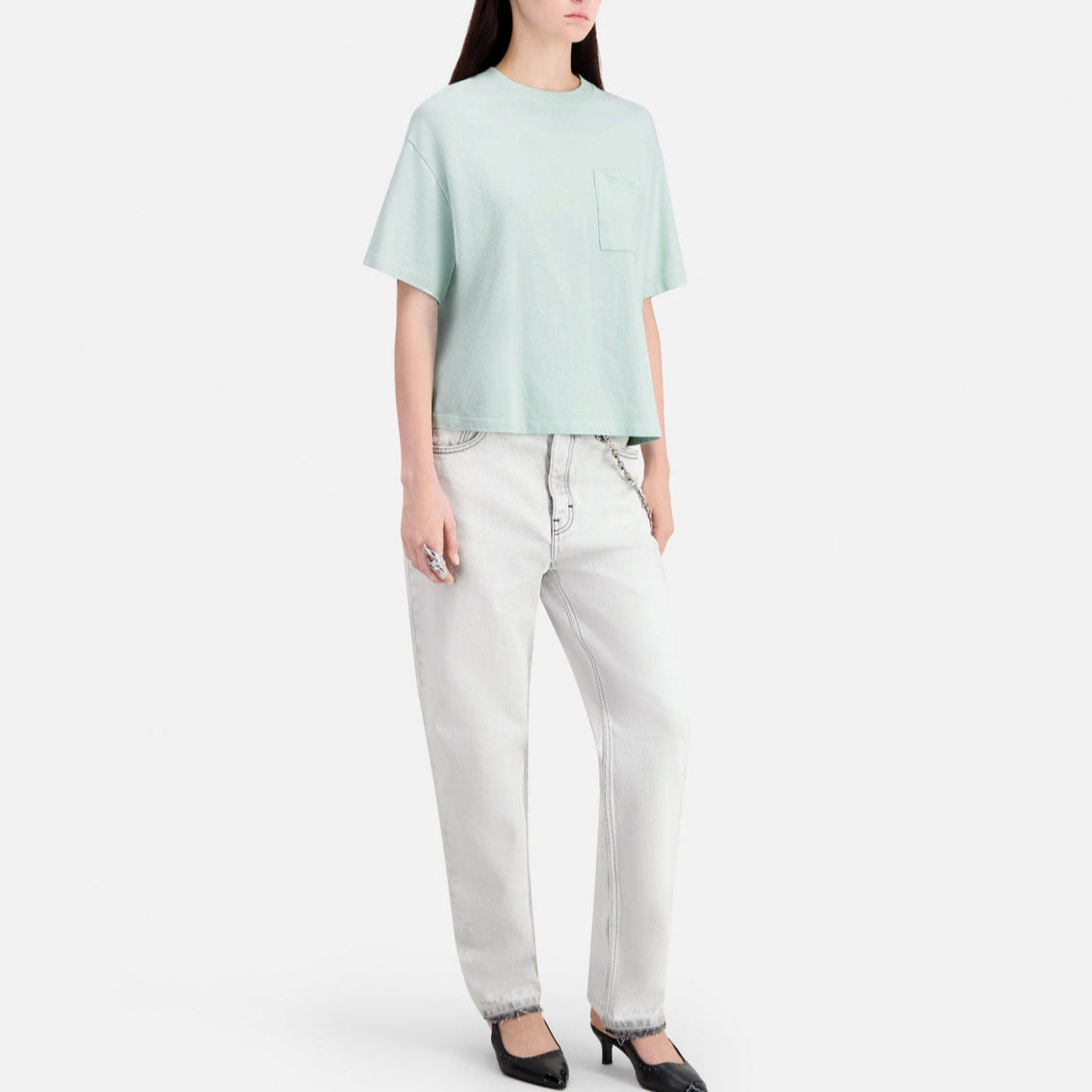 The Kooples - Camiseta Cropped con Bolsillo en el Pecho - Mujer