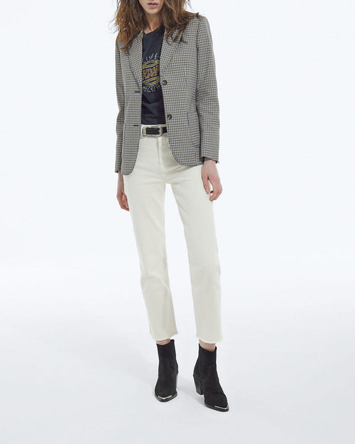 Veste Habillée Motif Pieds De Poule - Beige-Marron - Femme