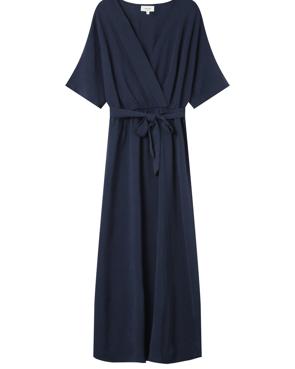 Maud Long Wrap Dress Navy