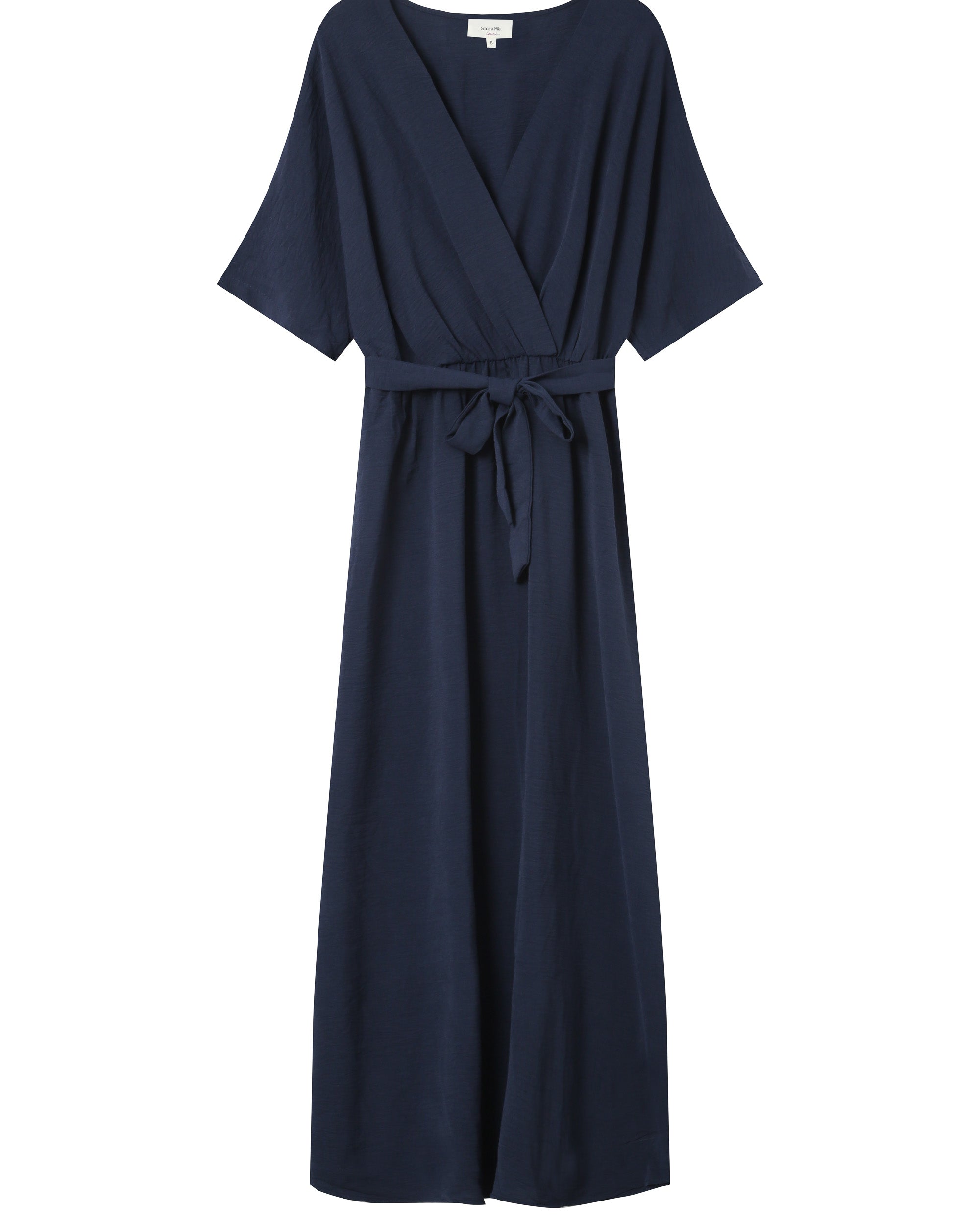 Maud Long Wrap Dress Navy