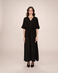 Maud Long Wrap Dress - Black