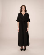 Maud Long Wrap Dress - Black