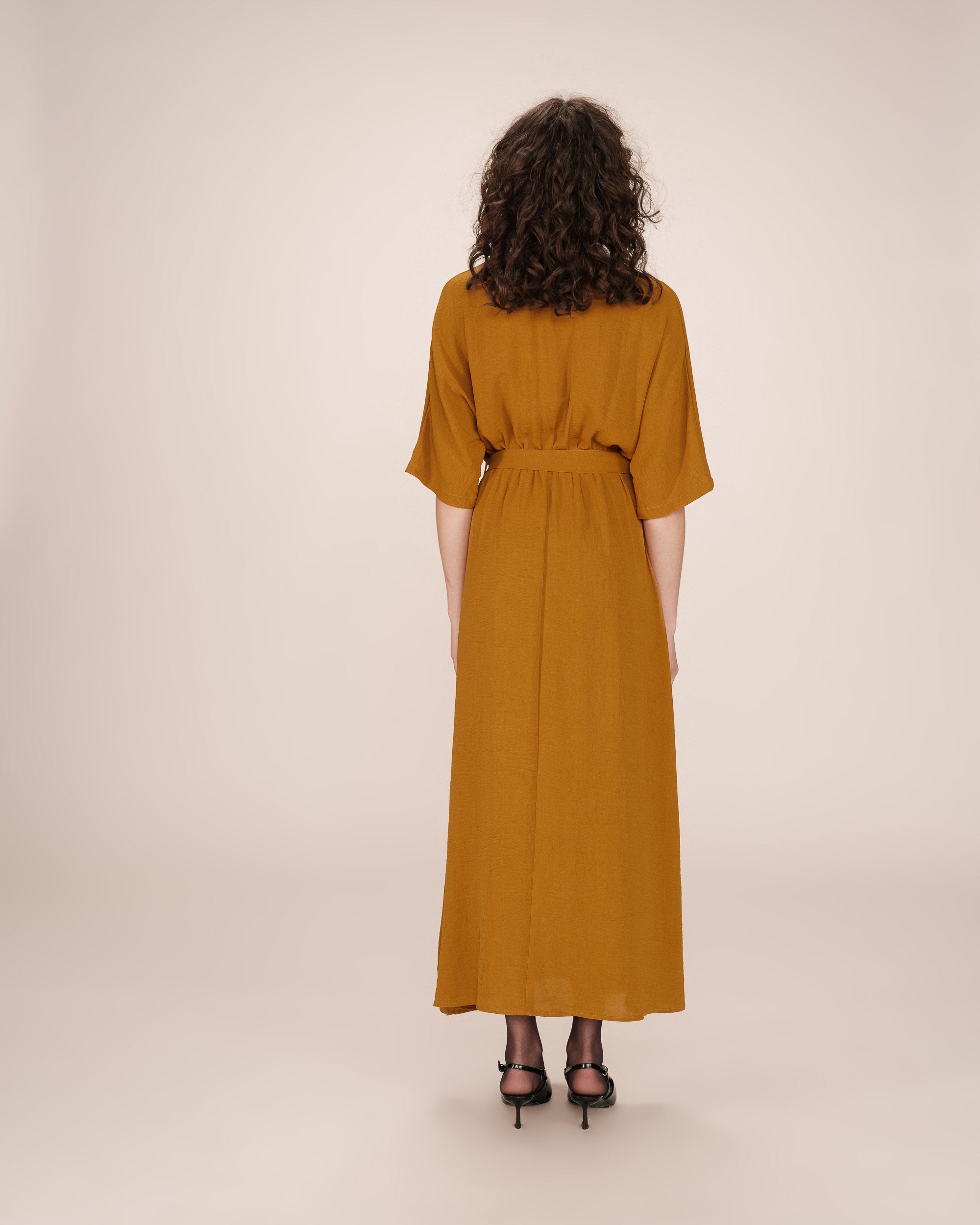 Ochre Long Wrap Dress Maud