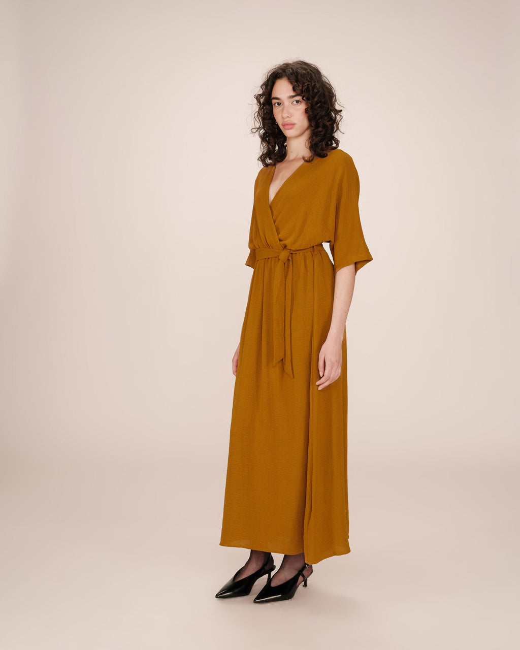 Ochre Long Wrap Dress Maud