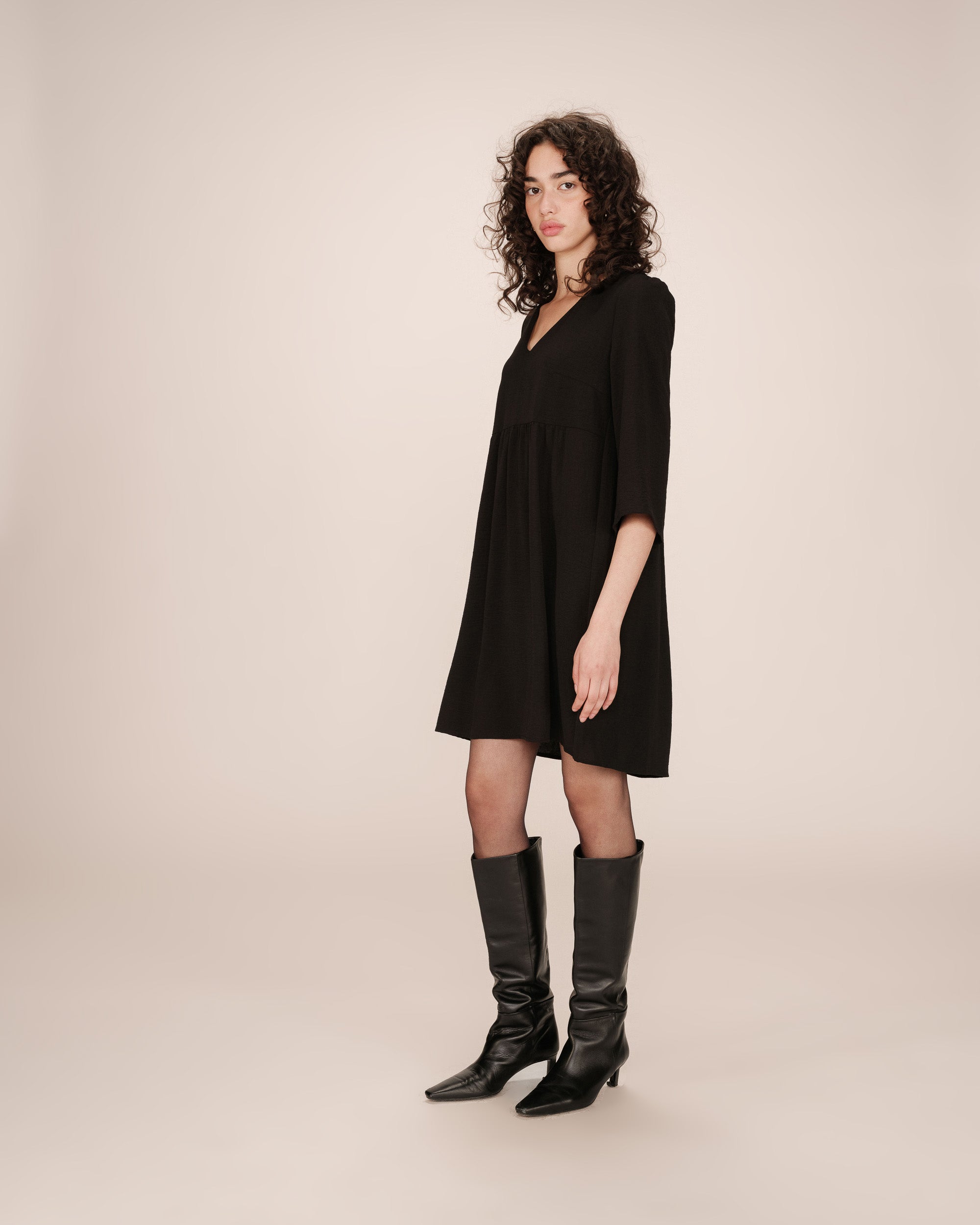 Short Black Babydoll Dress Susana