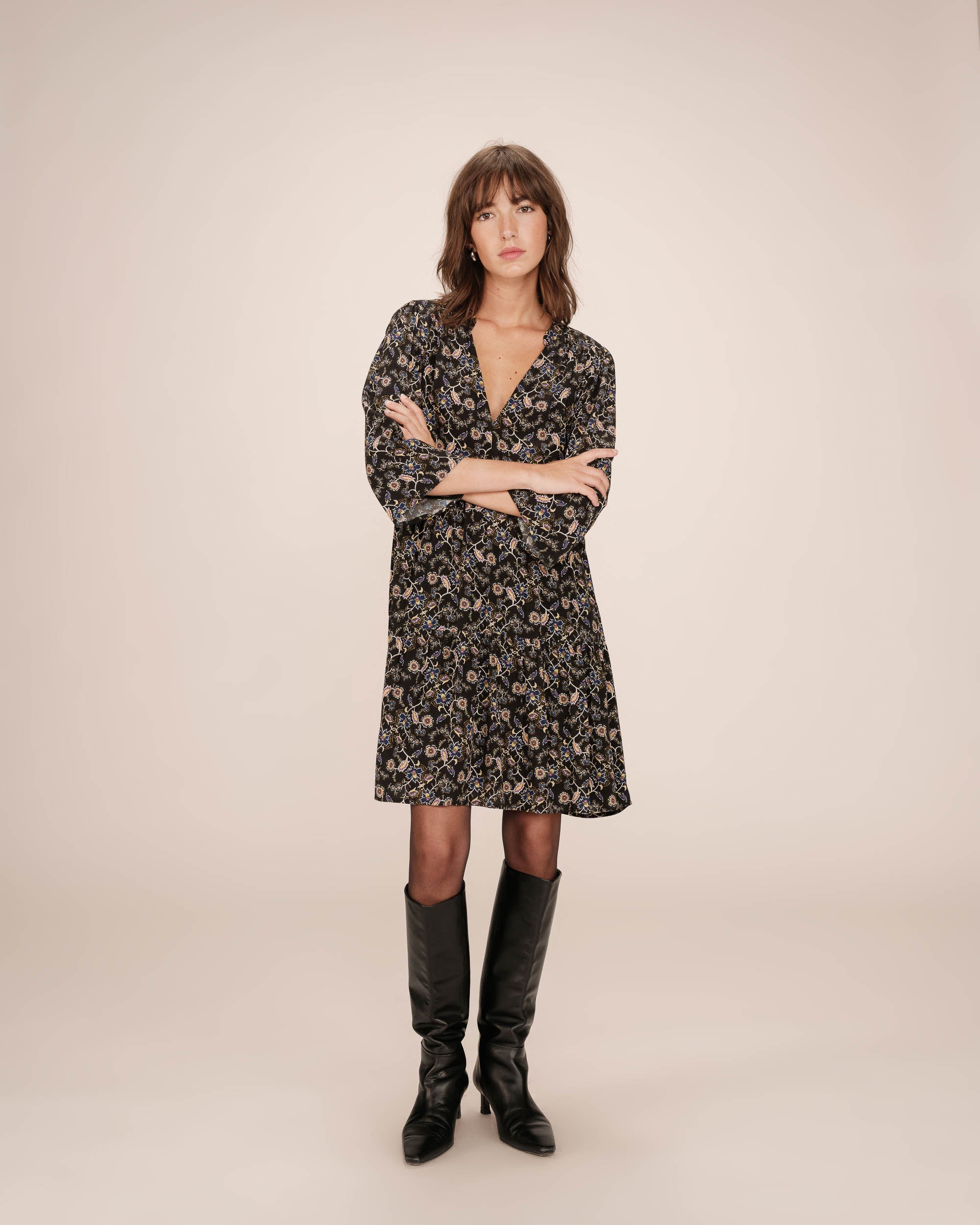Short Black Floral Dress Sirius