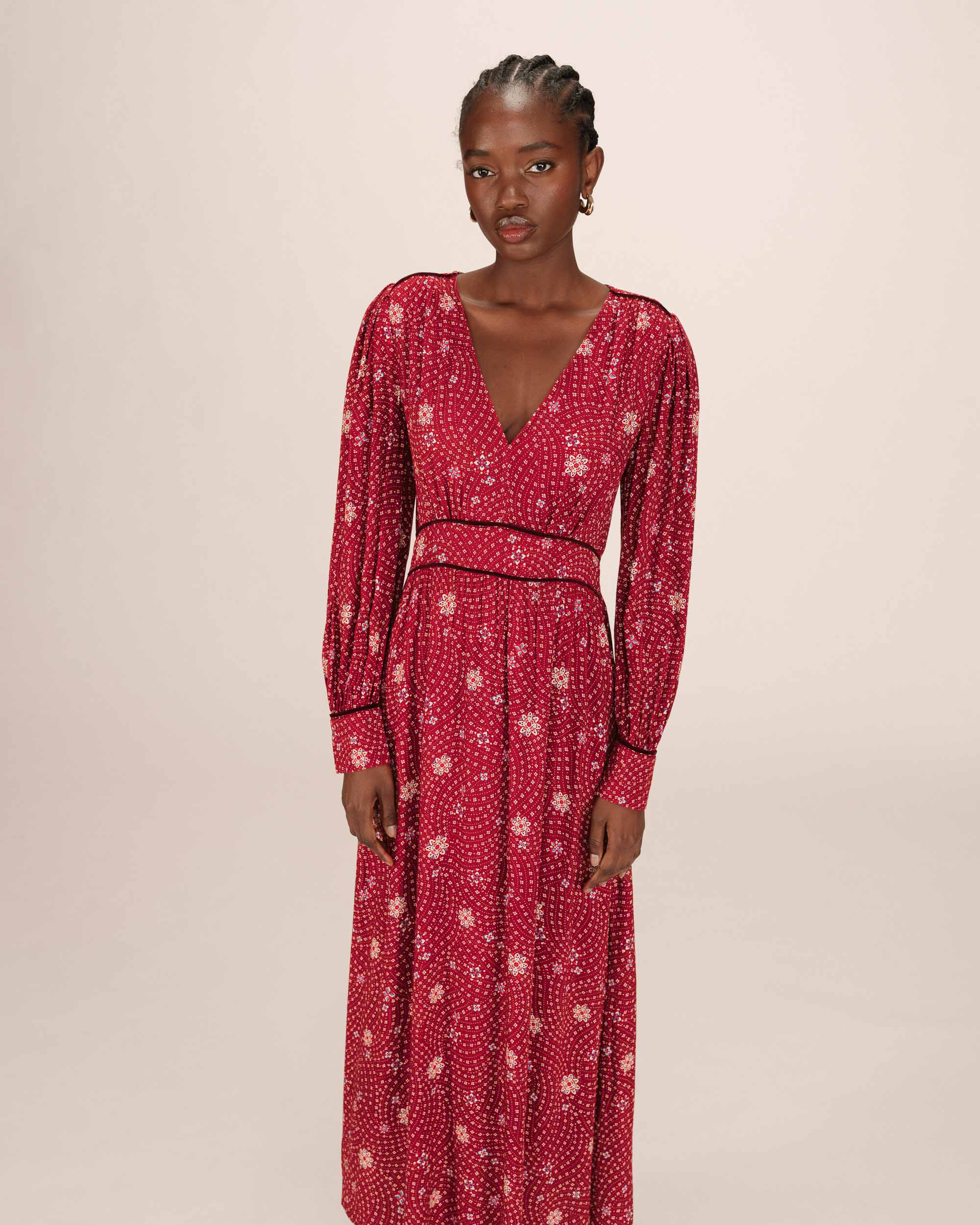 Vestido Largo Floral Terracota Sensible