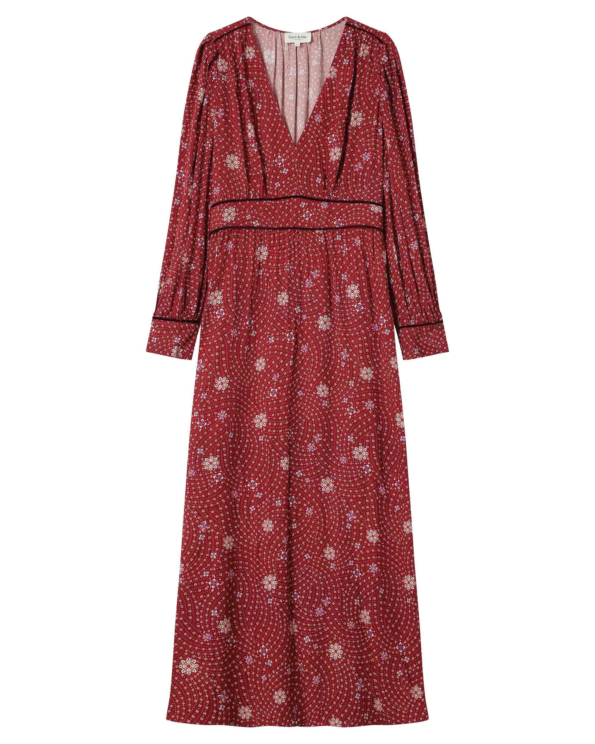 Vestido Largo Floral Terracota Sensible