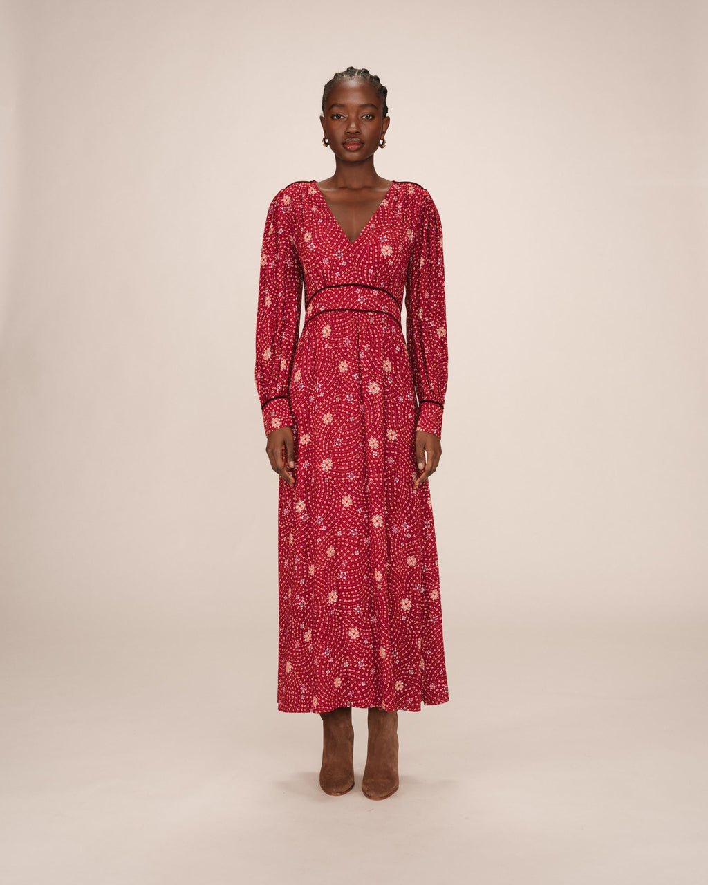 Vestido Largo Floral Terracota Sensible