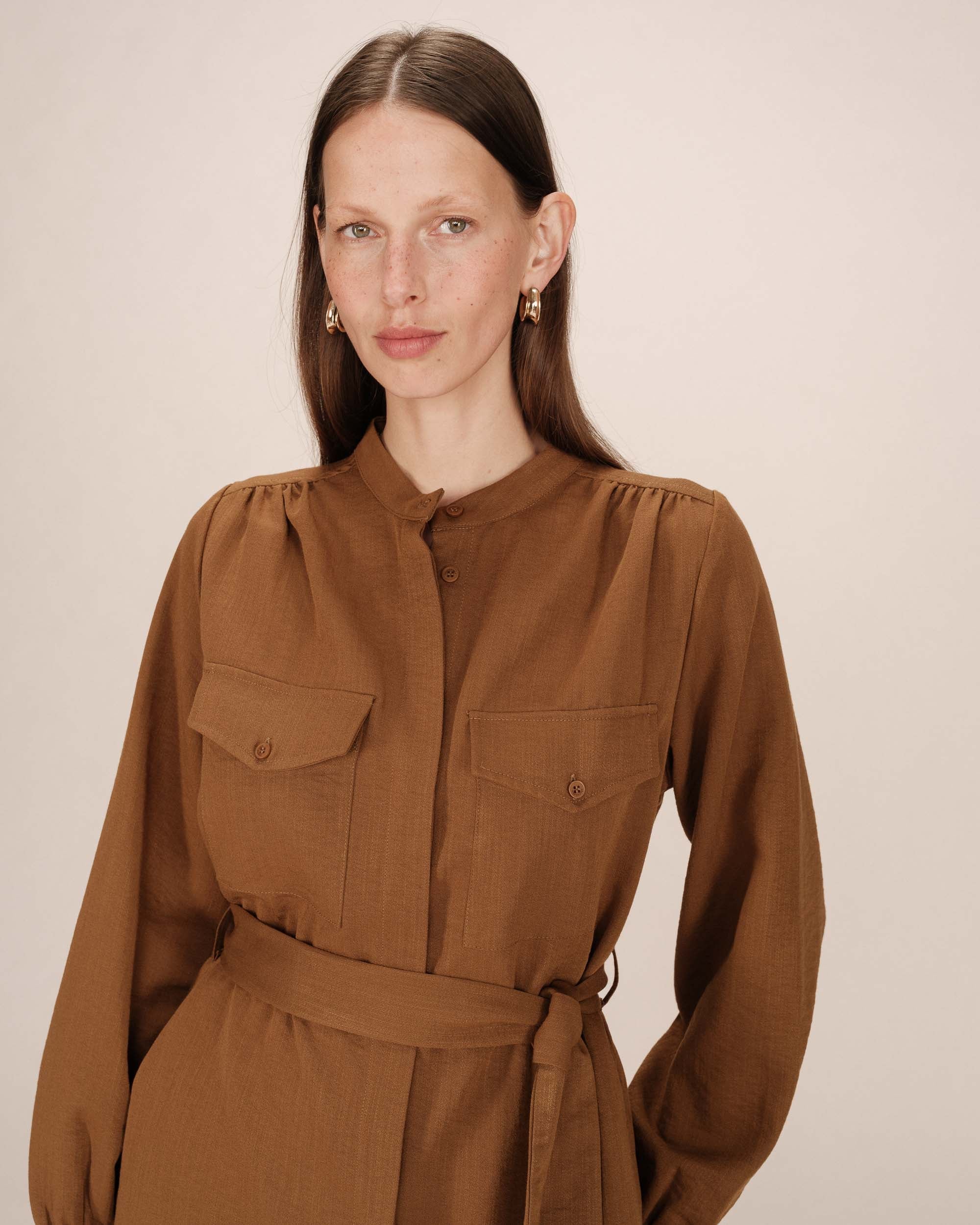 Serbia Short Khaki Shirt Dress