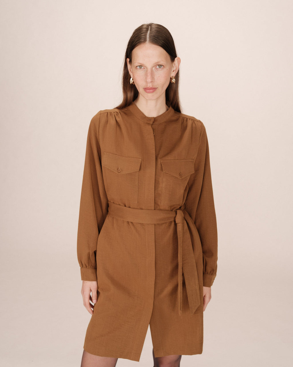 Serbia Short Khaki Shirt Dress