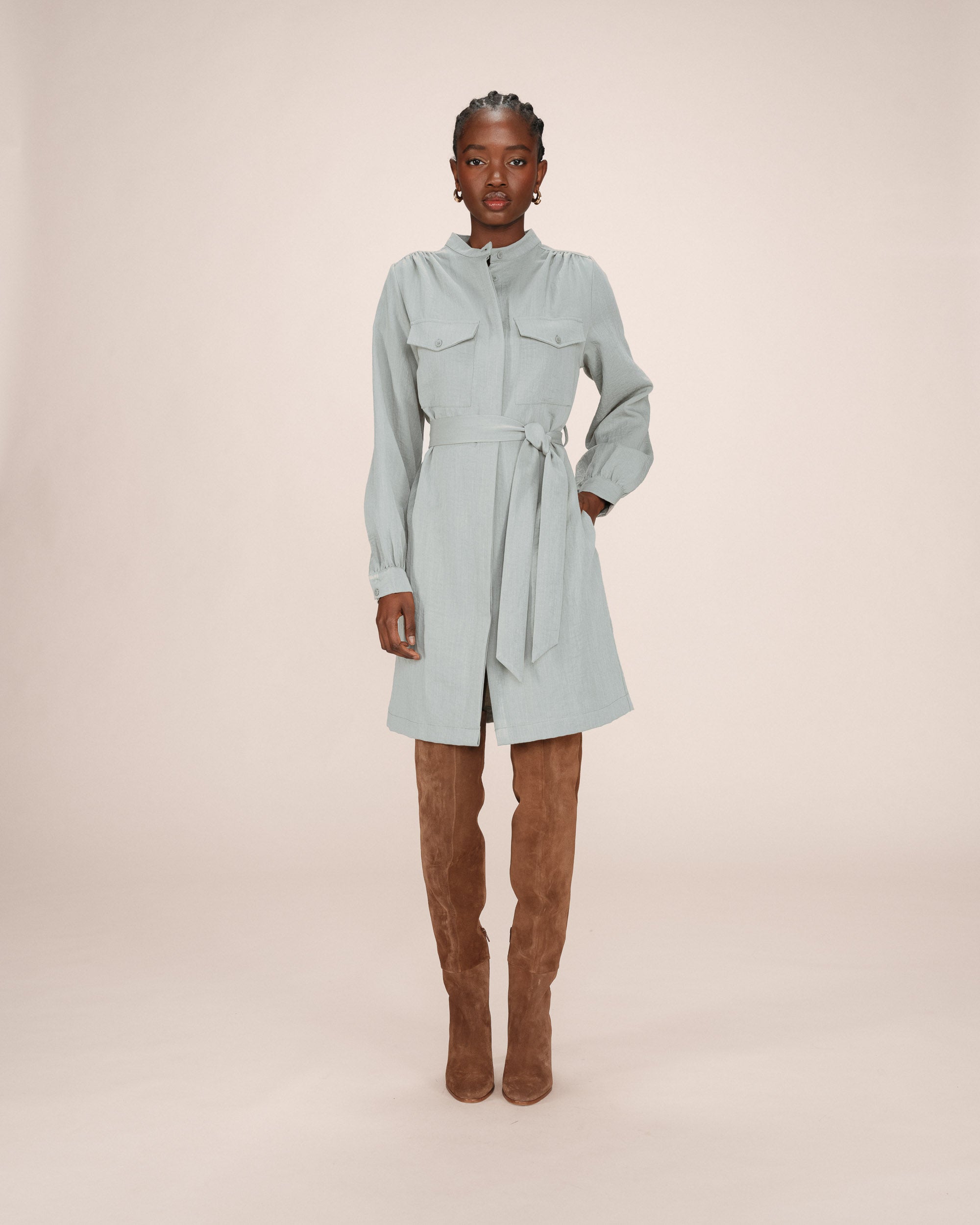 Short Shirt Dress Sage Serbia
