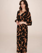 Vestido Corto Gráfico Chocolate Shelly
