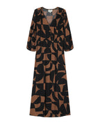 Vestido Corto Gráfico Chocolate Shelly
