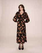 Vestido Corto Gráfico Chocolate Shelly