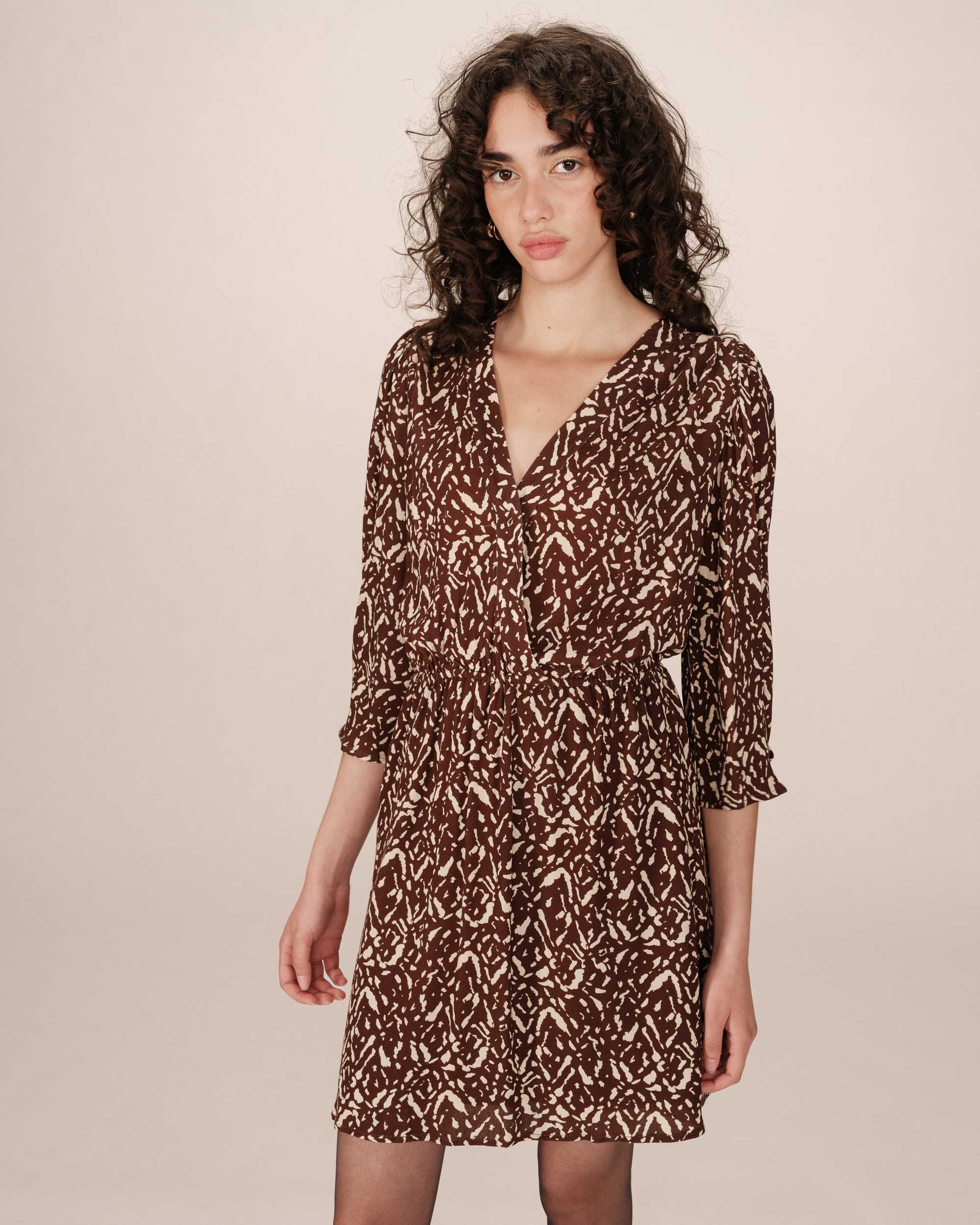 Short Printed Dress Chocolate Suzie