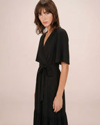 Black Fitted Maxi Dress with Frill Sequoia
