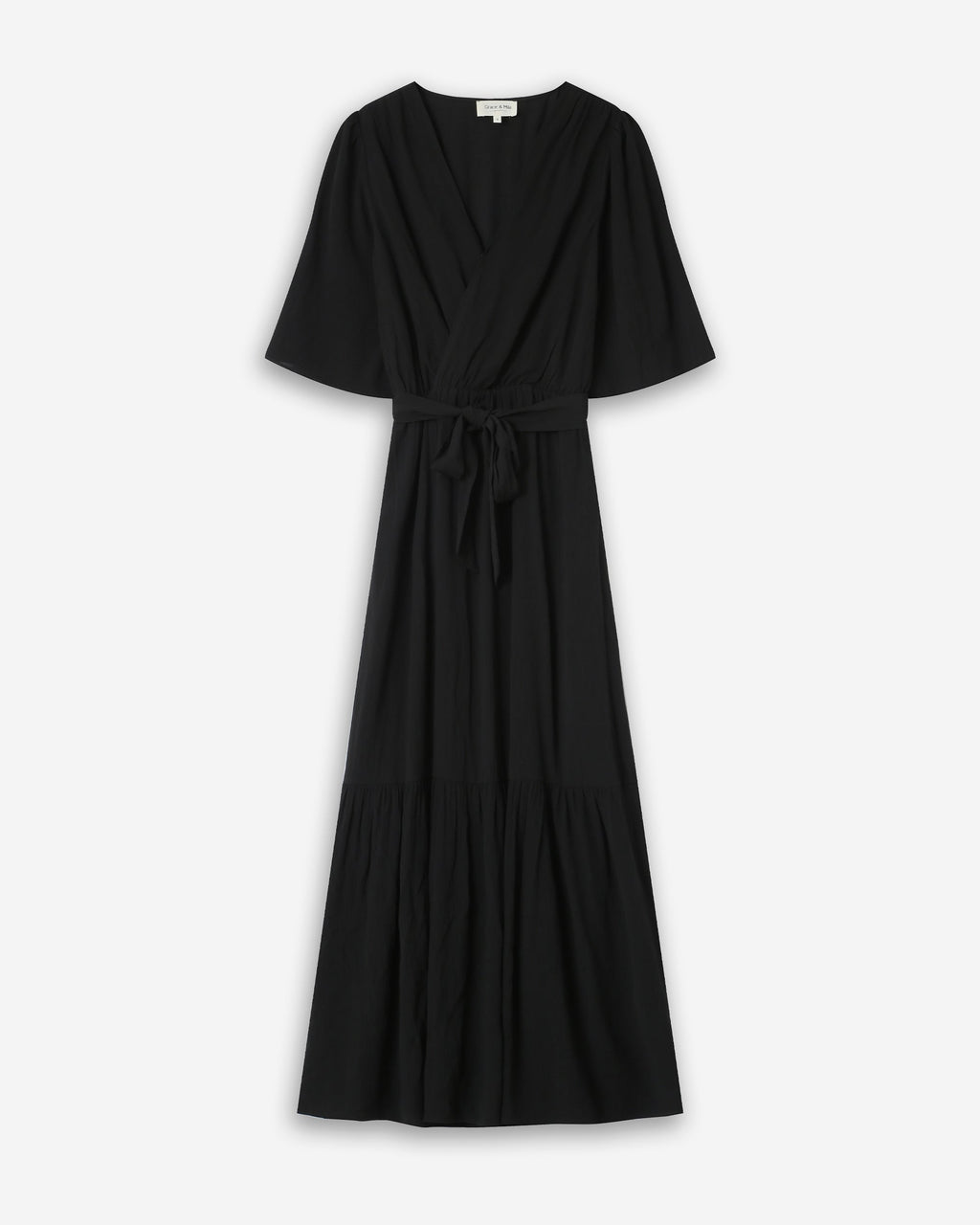 Black Fitted Maxi Dress with Frill Sequoia