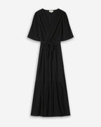 Black Fitted Maxi Dress with Frill Sequoia