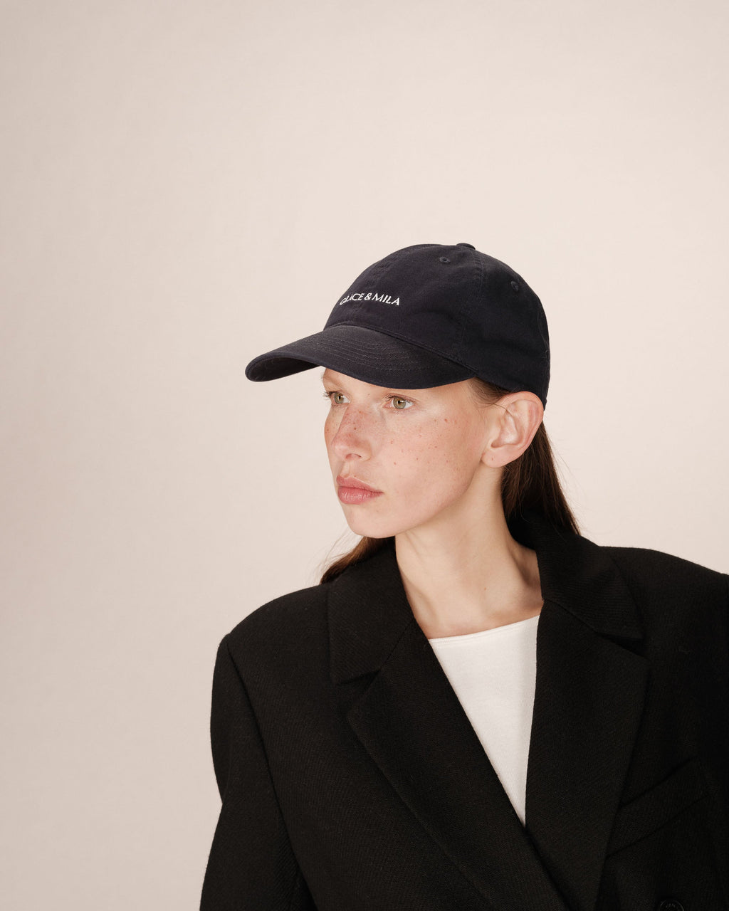 Navy Logo Cap Slimane