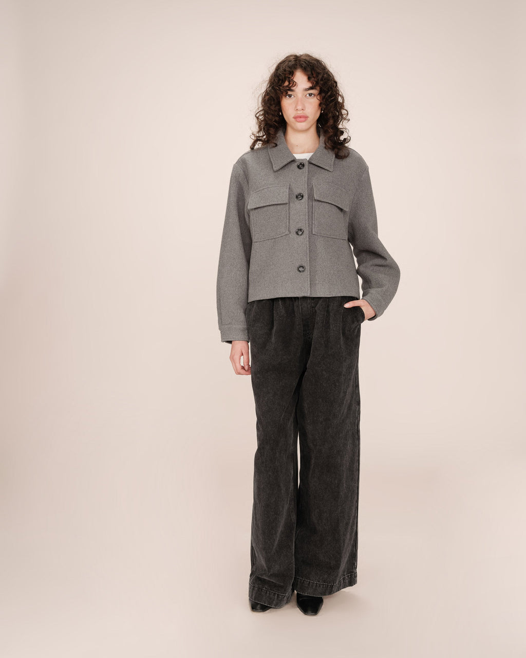 Veste Boxy Gris Novembre