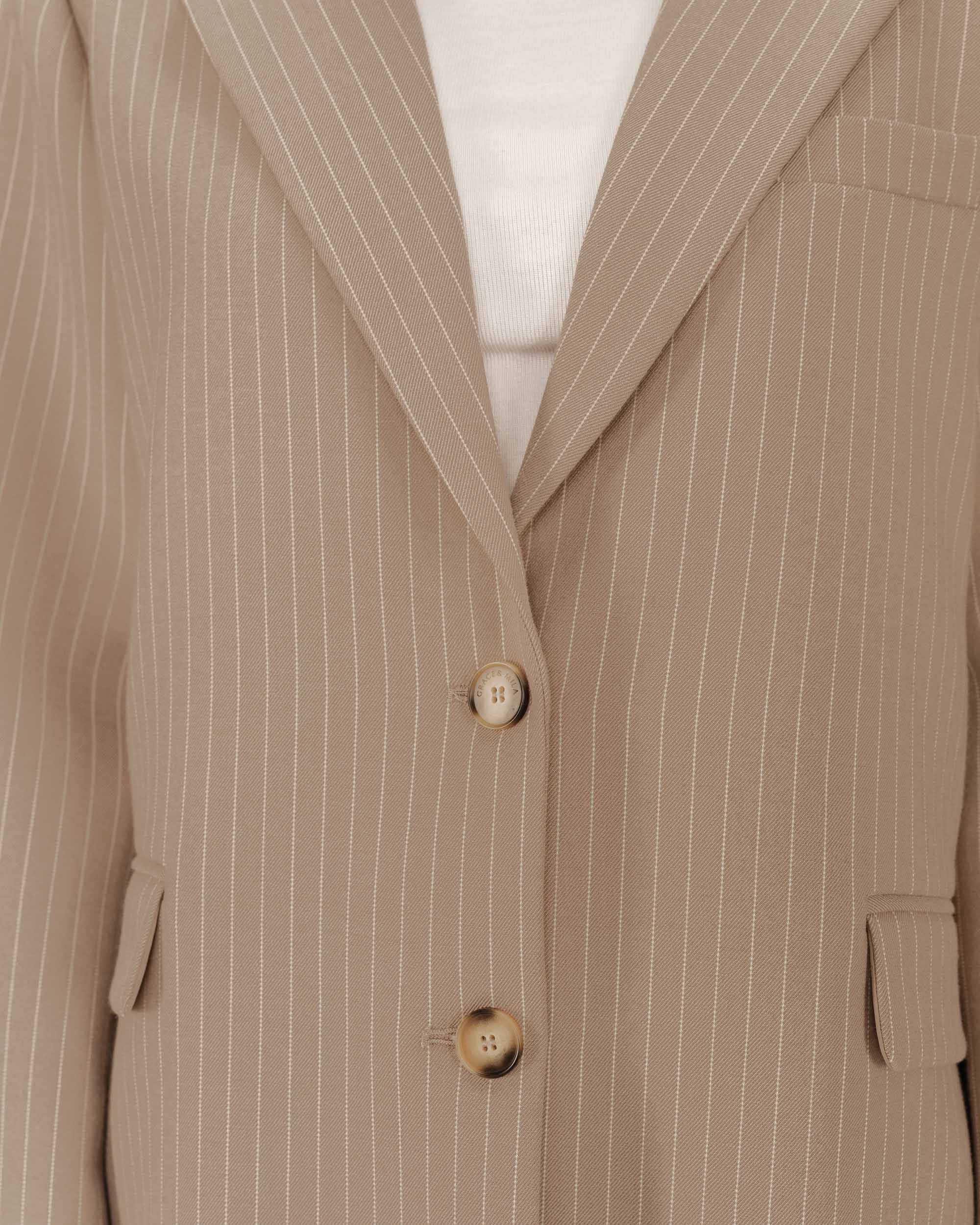 Blazer Recto a Rayas Greige Silly