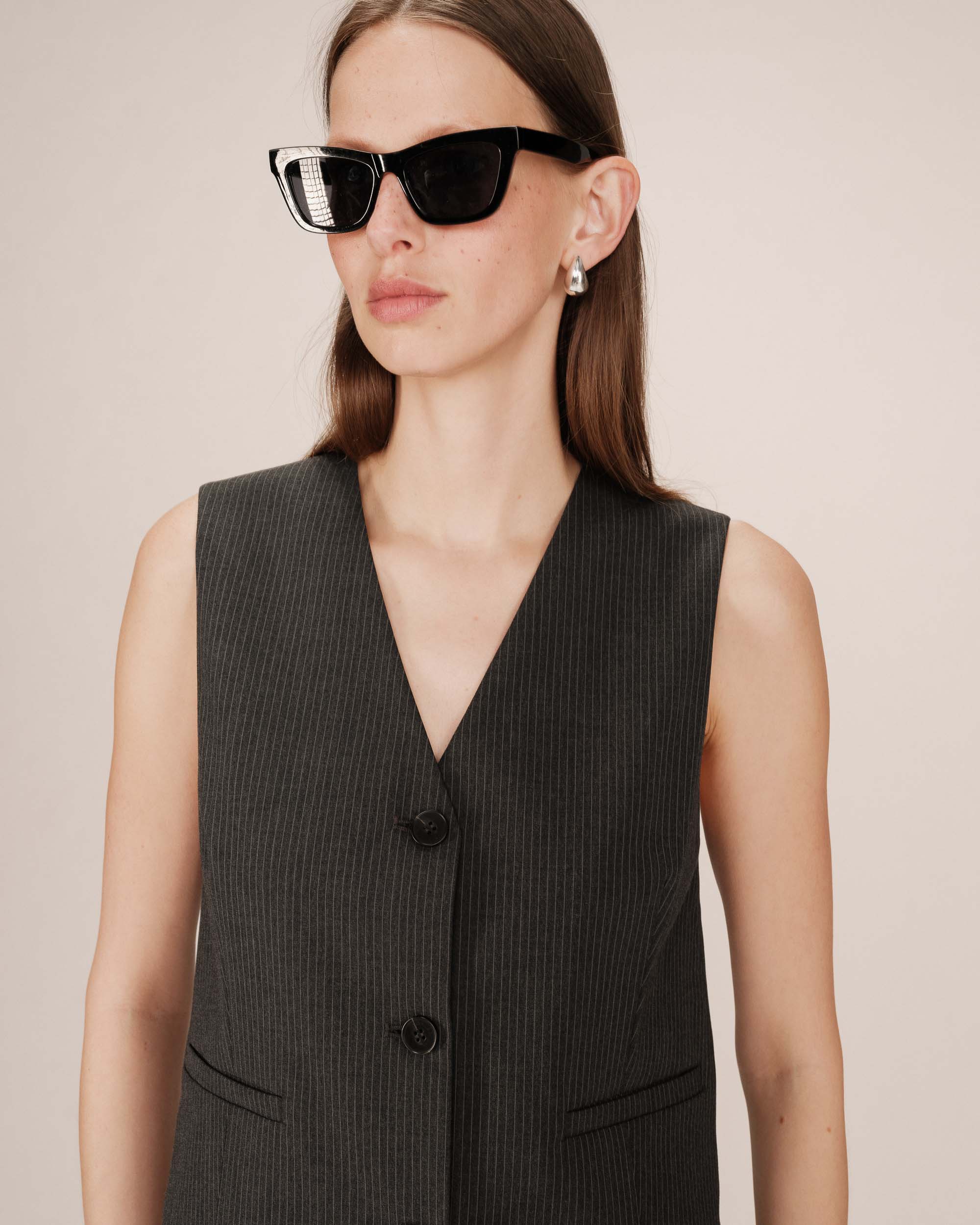 Straight Striped Waistcoat Anthracite Sister