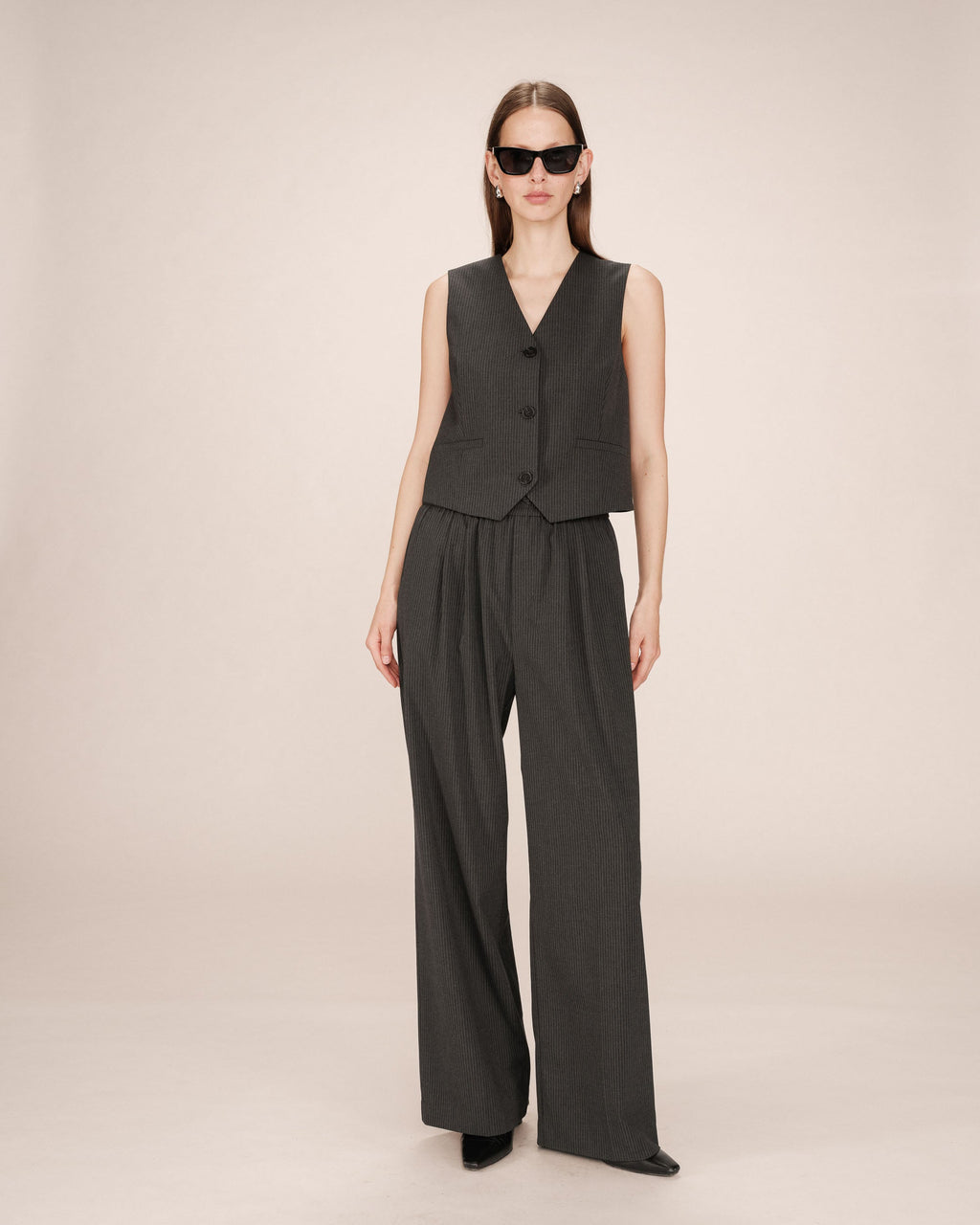 Straight Striped Waistcoat Anthracite Sister