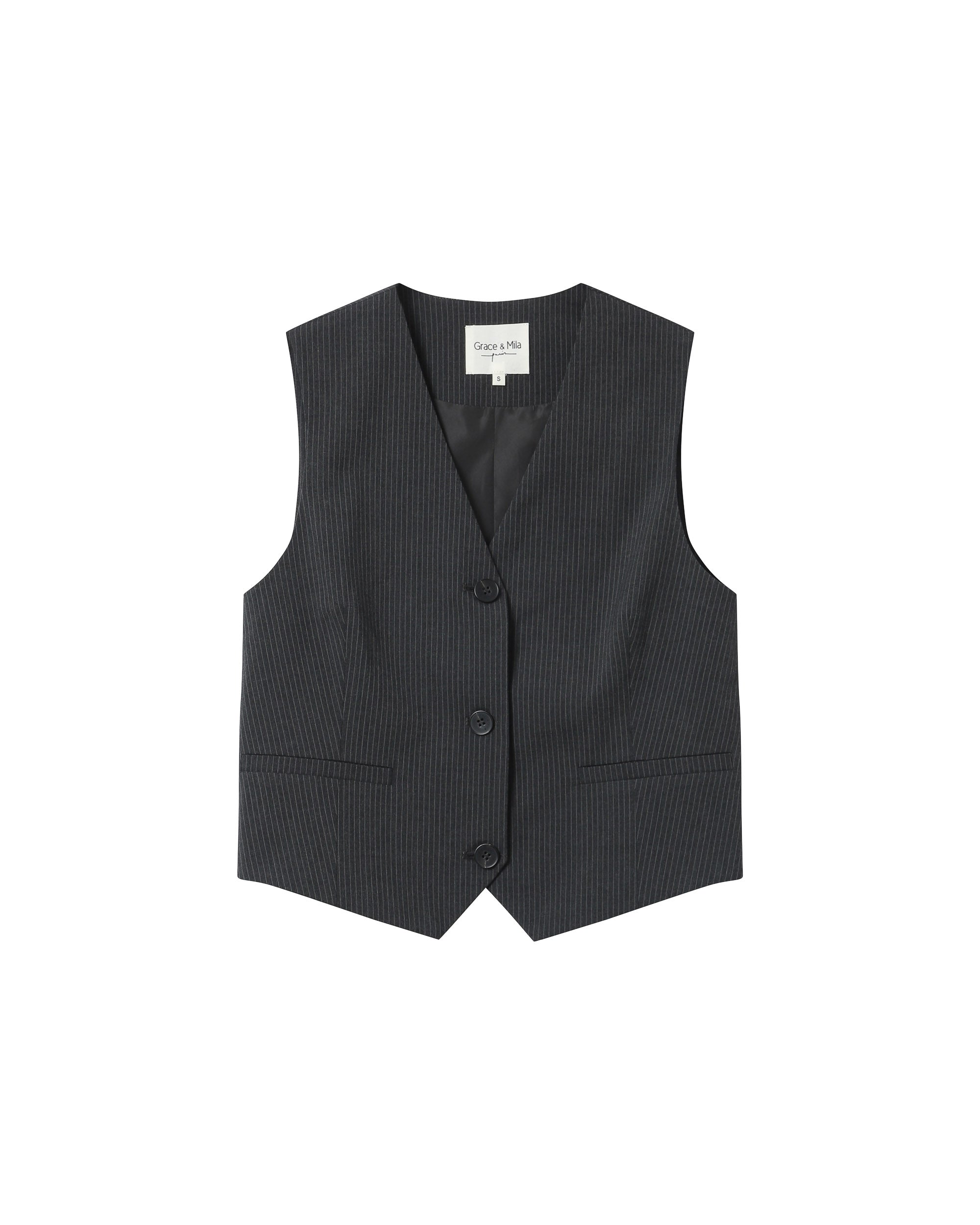 Straight Striped Waistcoat Anthracite Sister