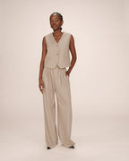 Straight Striped Waistcoat Greige Sister