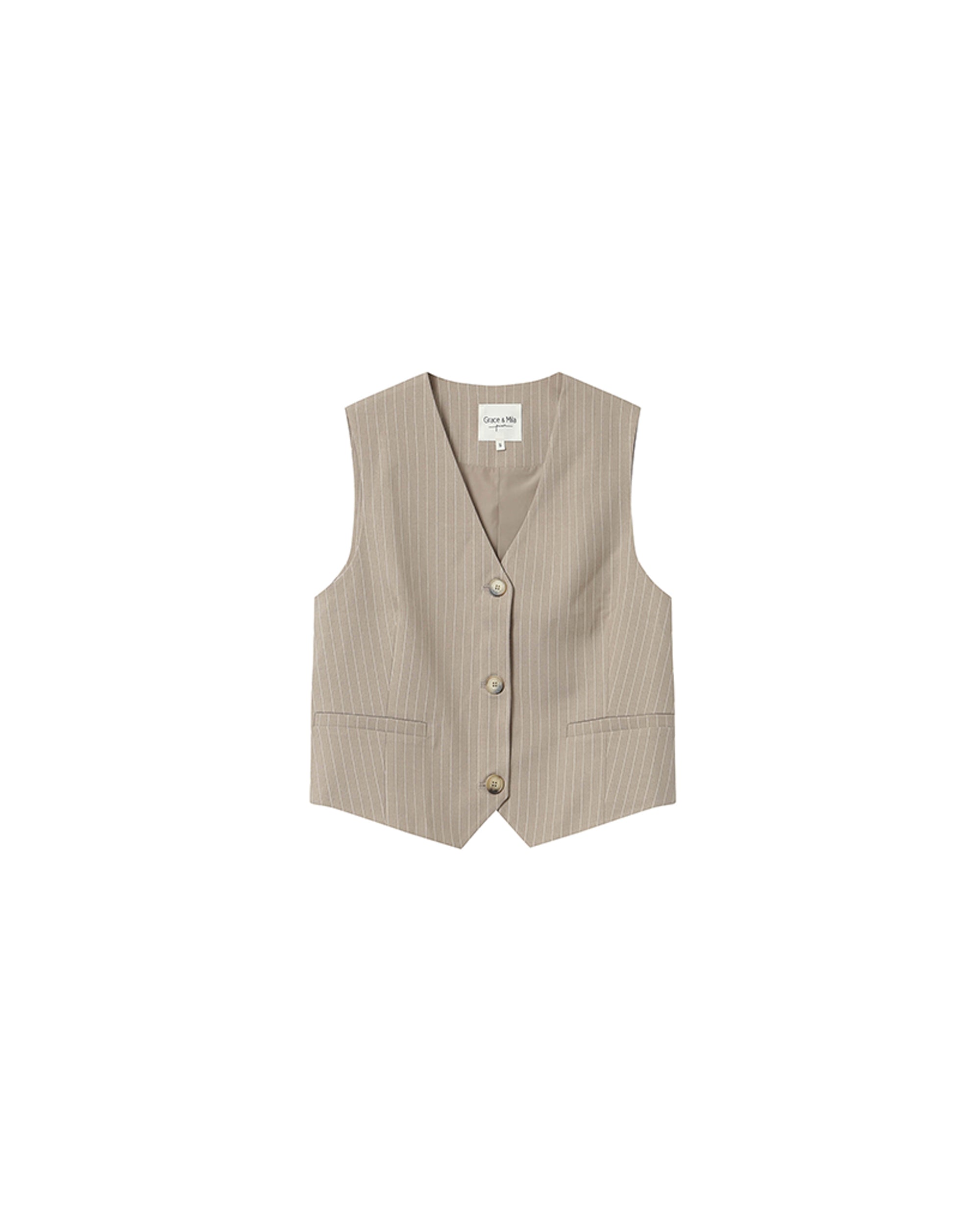 Straight Striped Waistcoat Greige Sister