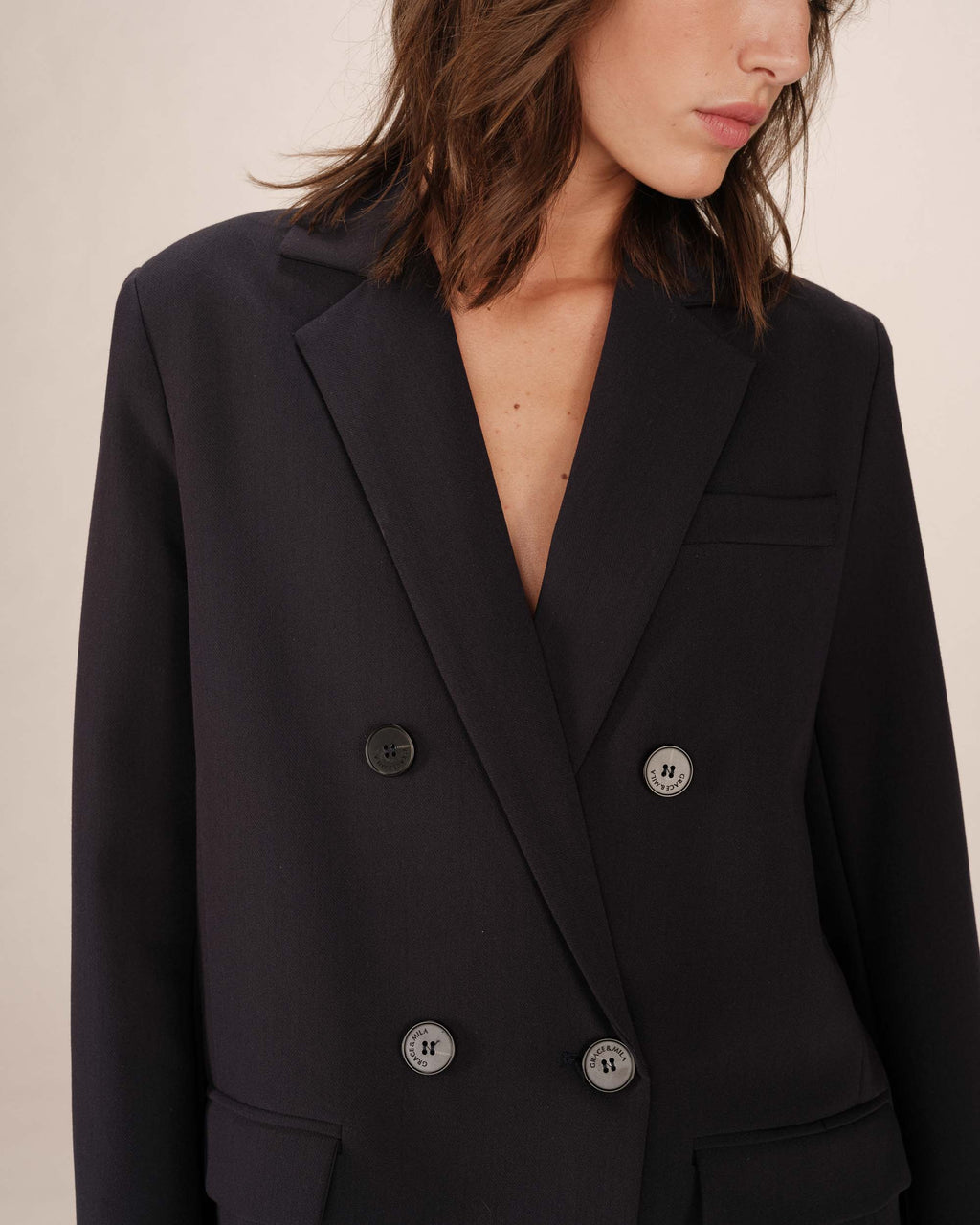 Blazer Cruzado Recto Marino Sureau
