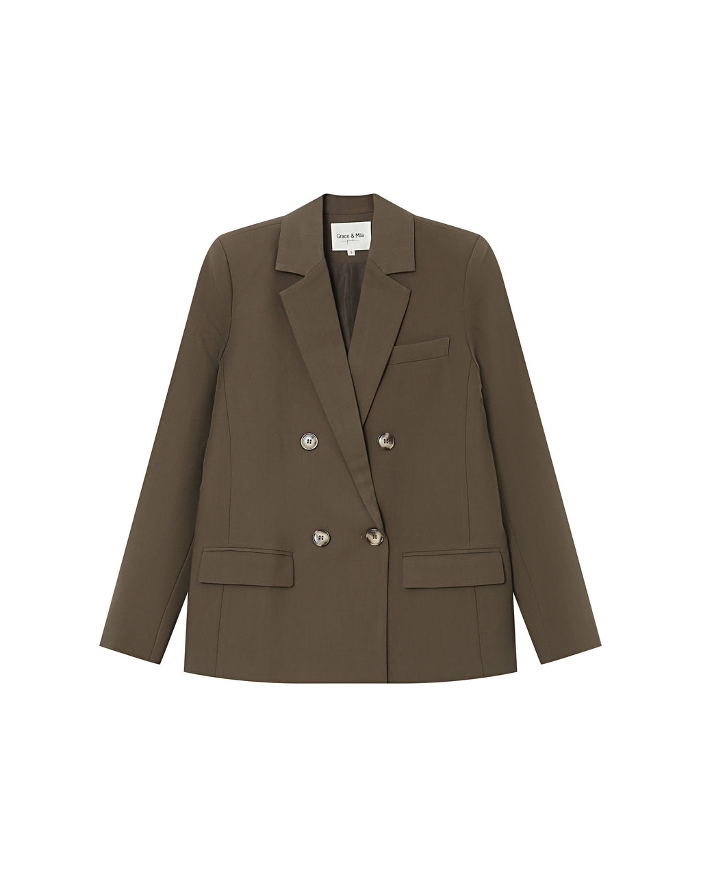 Straight Double-Breasted Blazer Forest Green Sureau