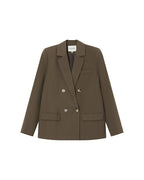 Straight Double-Breasted Blazer Forest Green Sureau