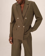 Straight Double-Breasted Blazer Forest Green Sureau