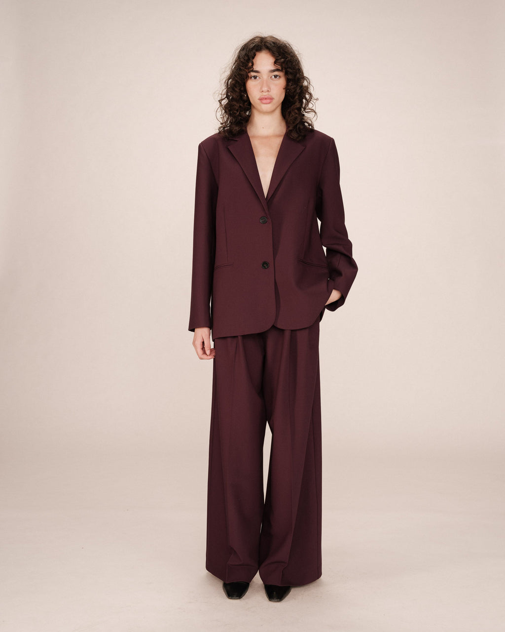 Blazer Ancho Recto Burdeos Strong