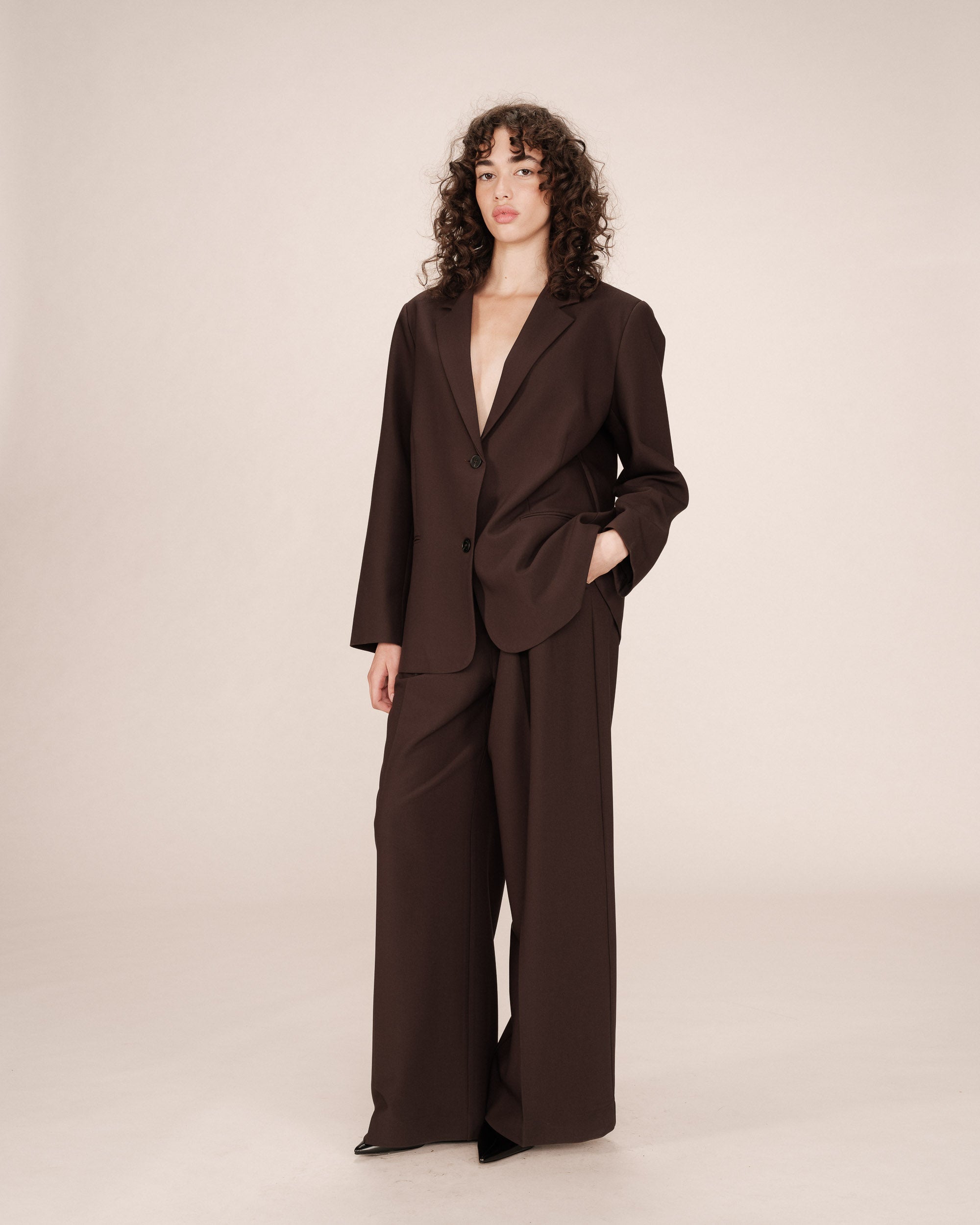 Strong Straight Oversized Chocolate Blazer