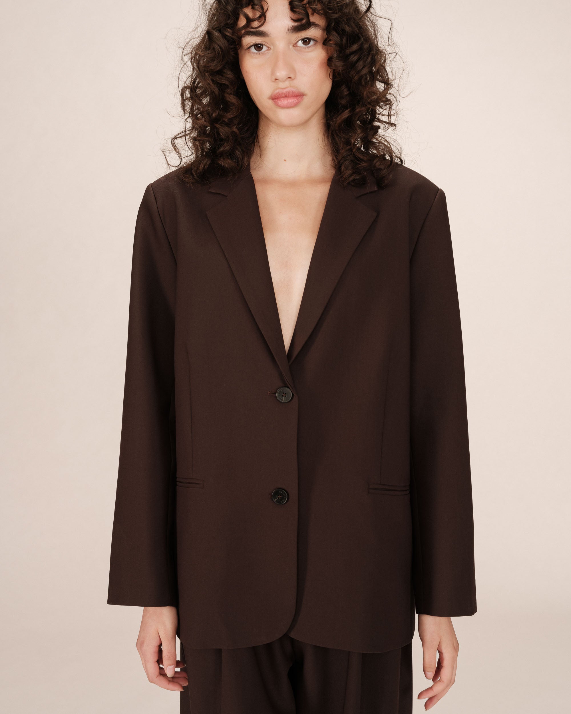 Strong Straight Oversized Chocolate Blazer