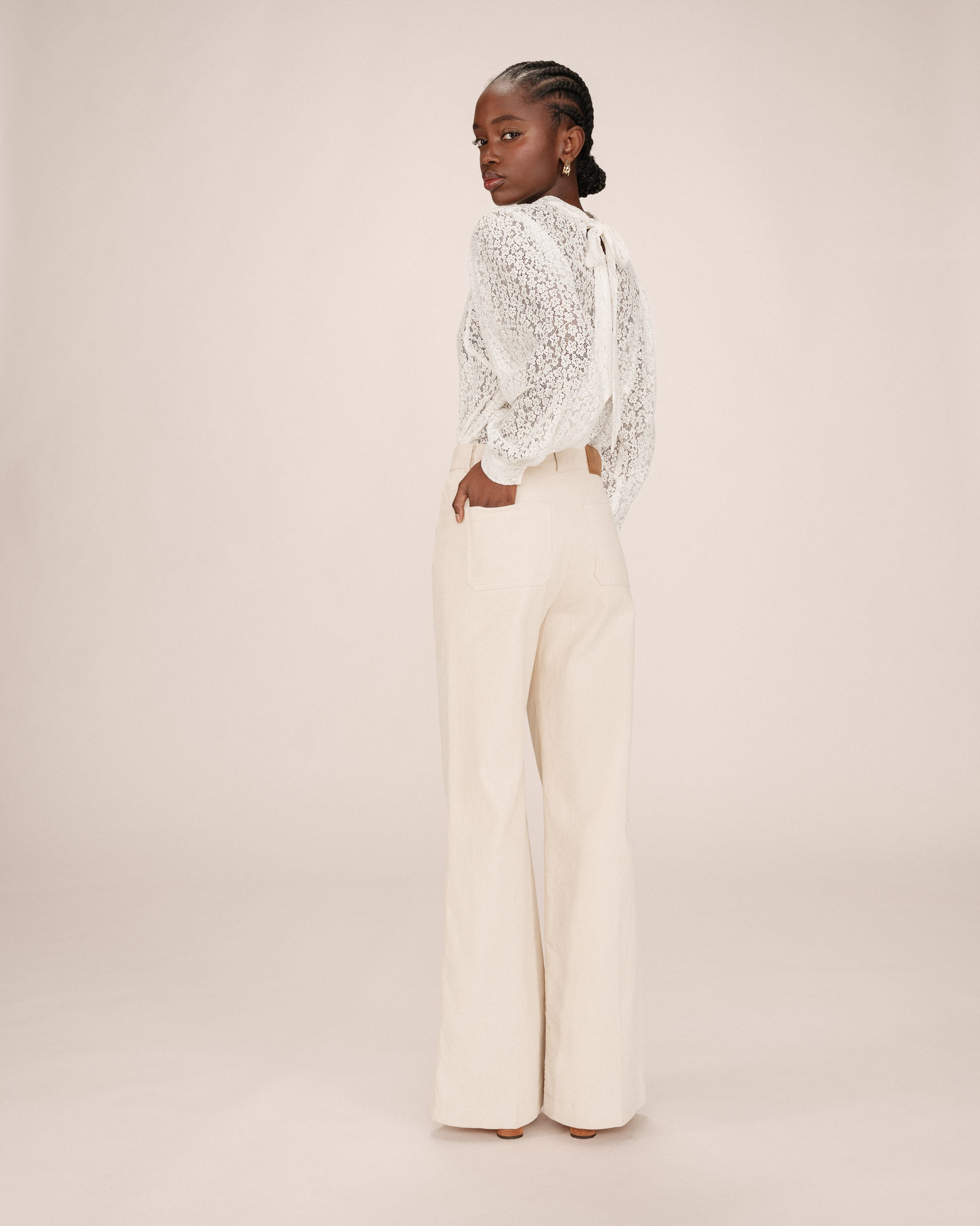 Wide-Leg Ecru Trousers Samba